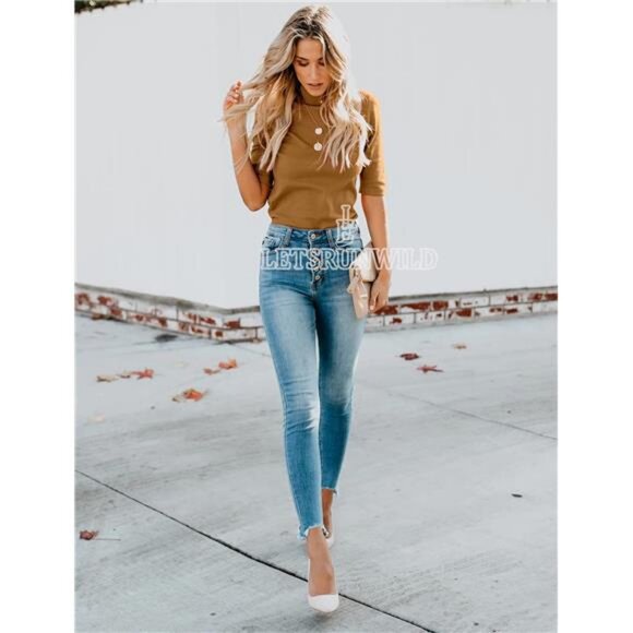 Business Casual Tops for Women Dressy Cute Tops Mock Turtleneck Tshirts Shirts - Picture 6 of 7